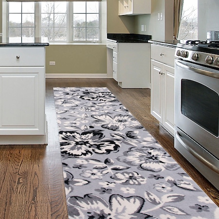 World Rug Gallery Modern Floral Area Rug 2' x 3' Gray Area Rug 9098GRAY2X3